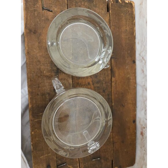 Antique Creamer & Sugar Set Clear Glass with Silver Overlay - Picture 5 of 9